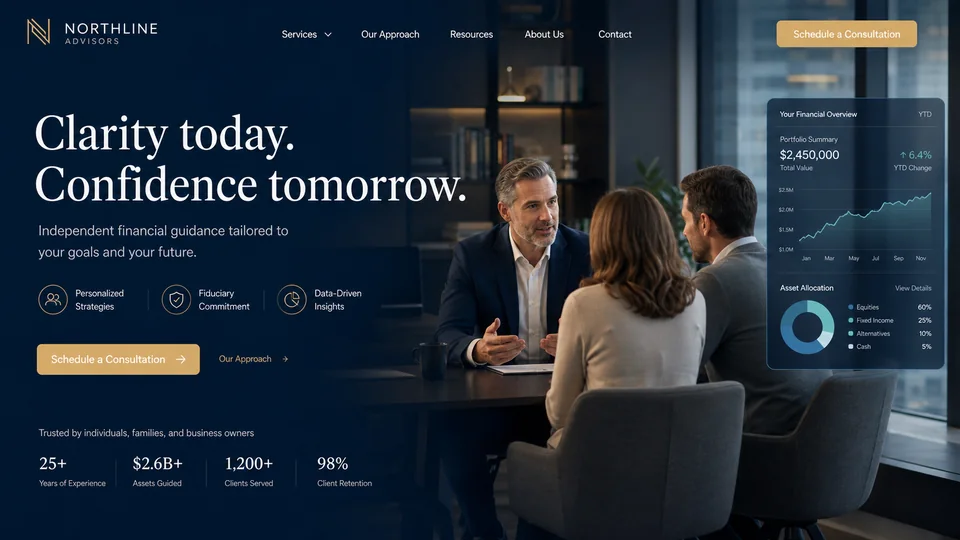 Northline Advisors website homepage example
