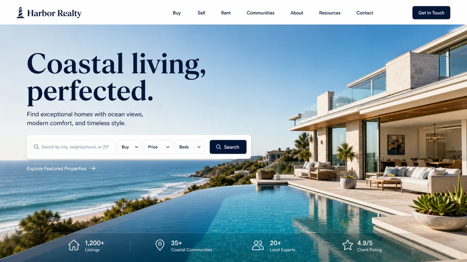 Harbor Realty website homepage example